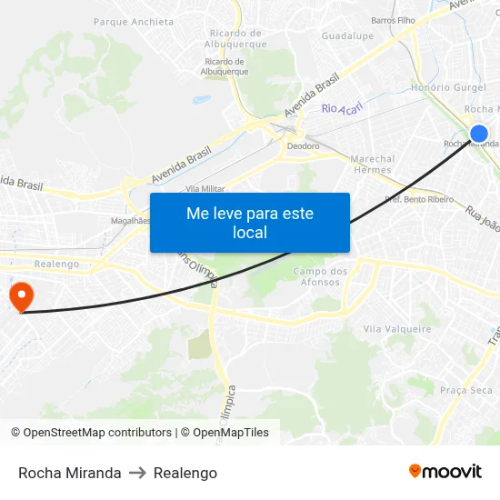 Rocha Miranda to Realengo map