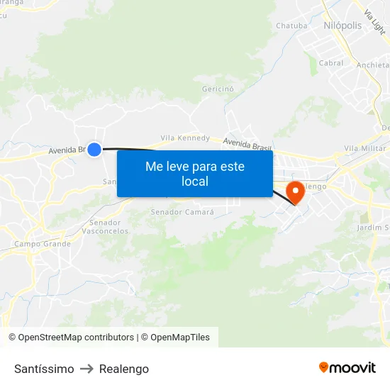 Santíssimo to Realengo map