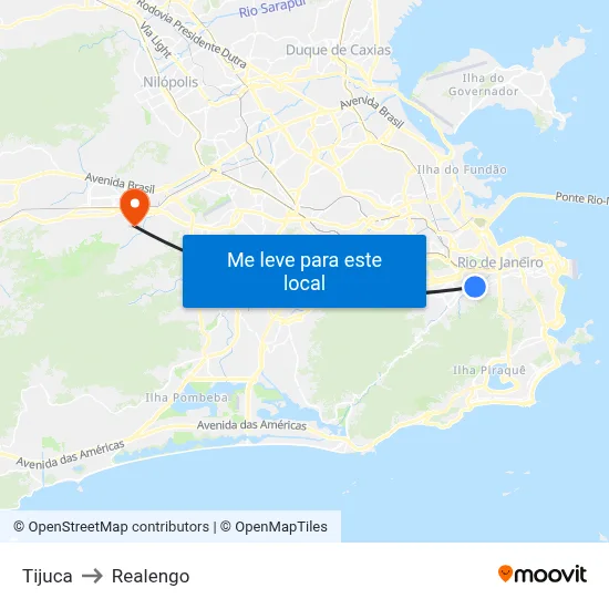 Tijuca to Realengo map