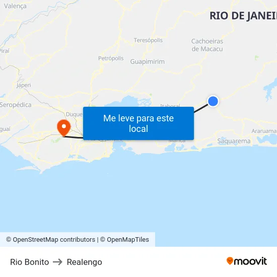 Rio Bonito to Realengo map