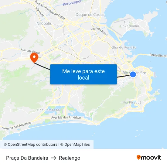 Praça Da Bandeira to Realengo map