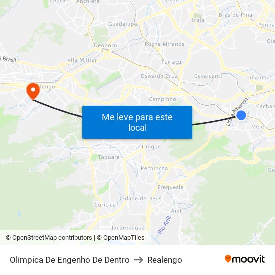 Olímpica De Engenho De Dentro to Realengo map