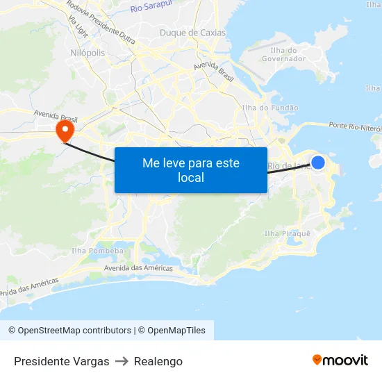 Presidente Vargas to Realengo map
