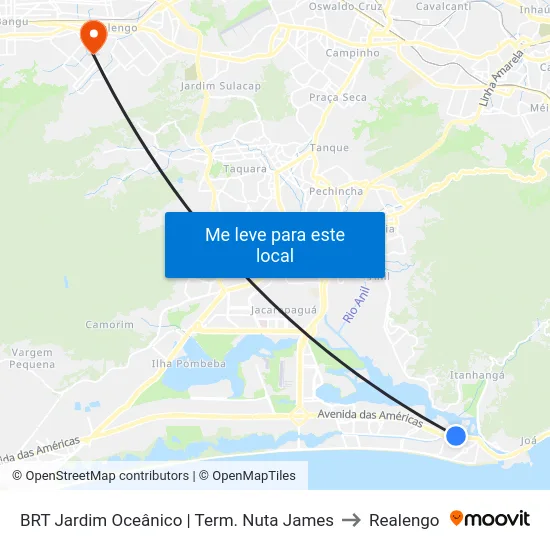 BRT Jardim Oceânico | Term. Nuta James to Realengo map