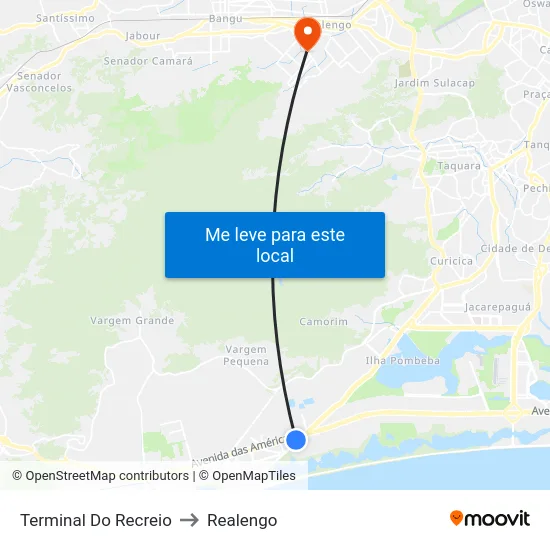 Terminal Do Recreio to Realengo map