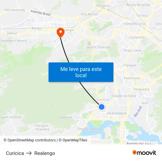 Curicica to Realengo map