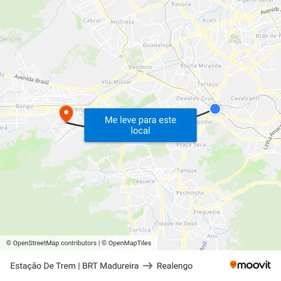 Estação De Trem | BRT Madureira to Realengo map