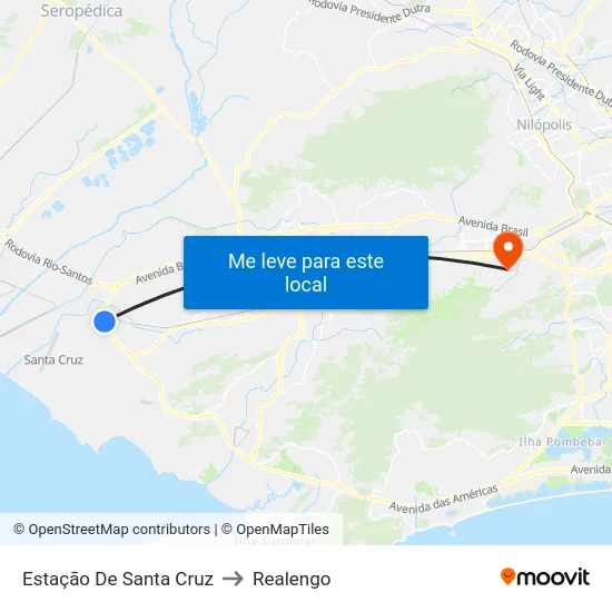 Estação De Santa Cruz to Realengo map