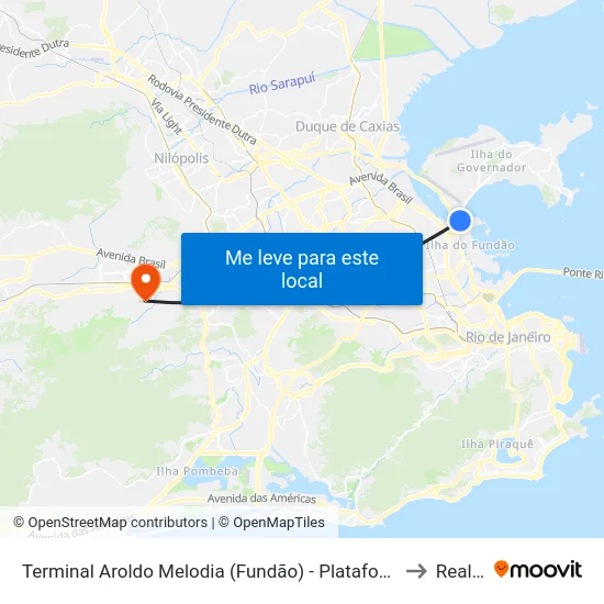 Terminal Aroldo Melodia (Fundão) - Plataforma Externa A - Sentido Ilha to Realengo map