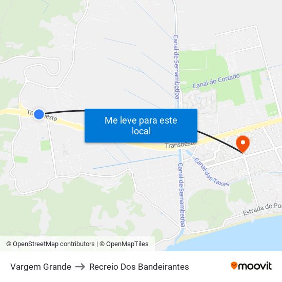 Vargem Grande to Recreio Dos Bandeirantes map