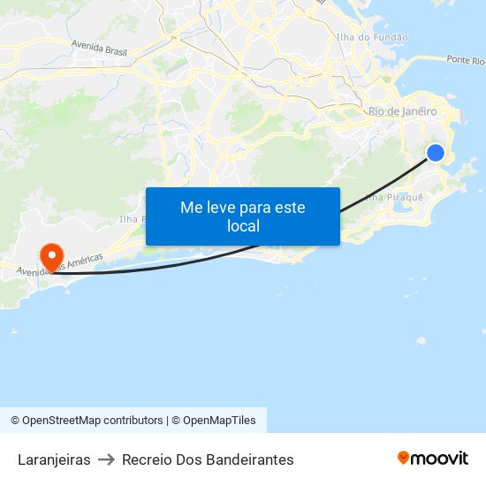 Laranjeiras to Recreio Dos Bandeirantes map