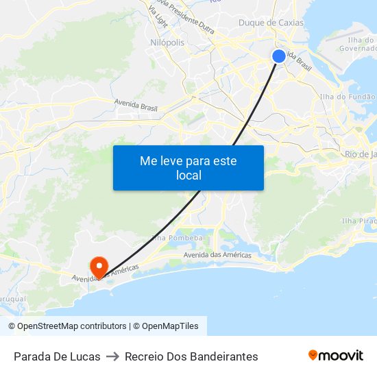 Parada De Lucas to Recreio Dos Bandeirantes map