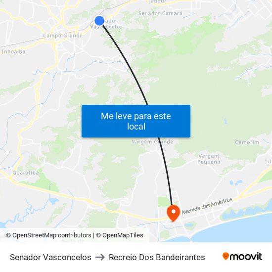 Senador Vasconcelos to Recreio Dos Bandeirantes map