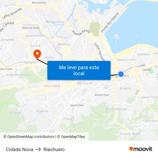 Cidade Nova to Riachuelo map