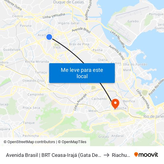 Avenida Brasil | BRT Ceasa-Irajá (Gata De Irajá) to Riachuelo map