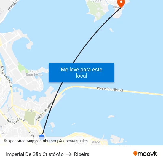 Imperial De São Cristóvão to Ribeira map