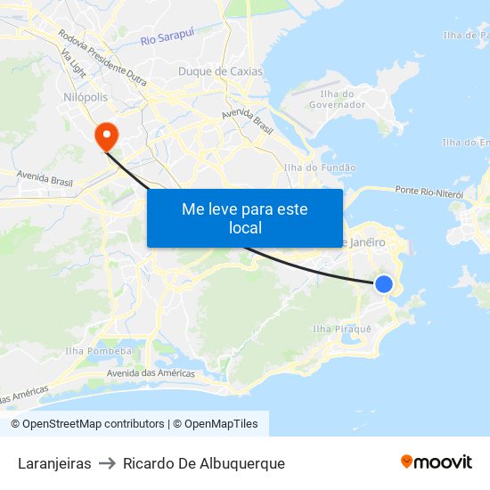 Laranjeiras to Ricardo De Albuquerque map