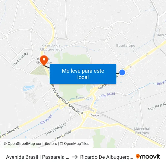 Avenida Brasil | Passarela 31 to Ricardo De Albuquerque map
