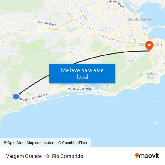 Vargem Grande to Rio Comprido map