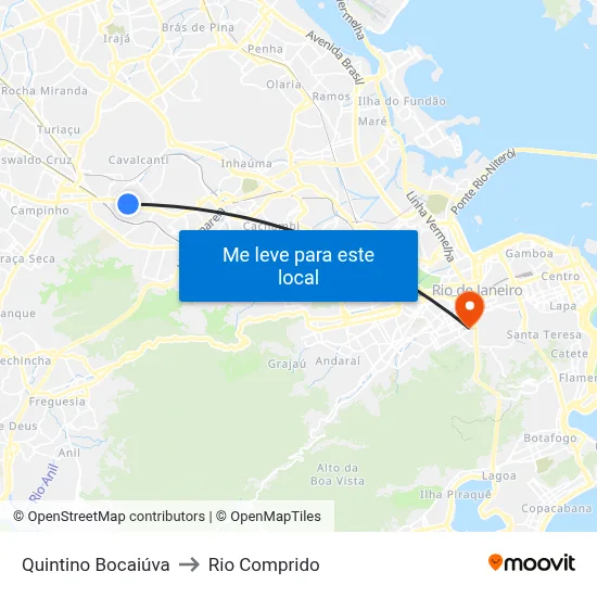 Quintino Bocaiúva to Rio Comprido map