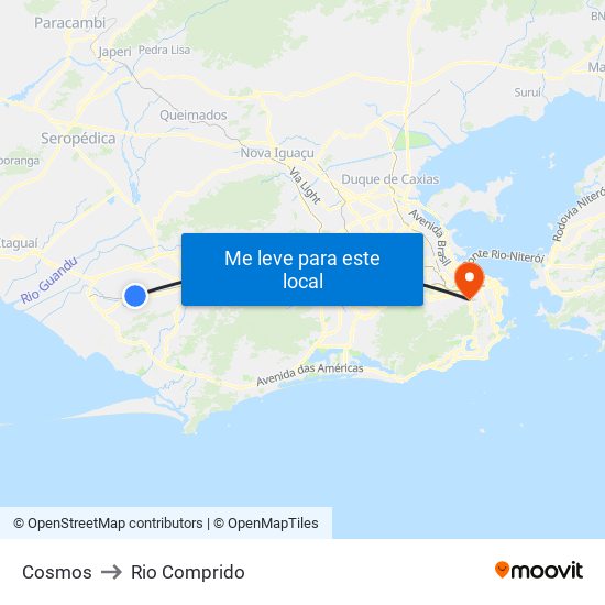 Cosmos to Rio Comprido map