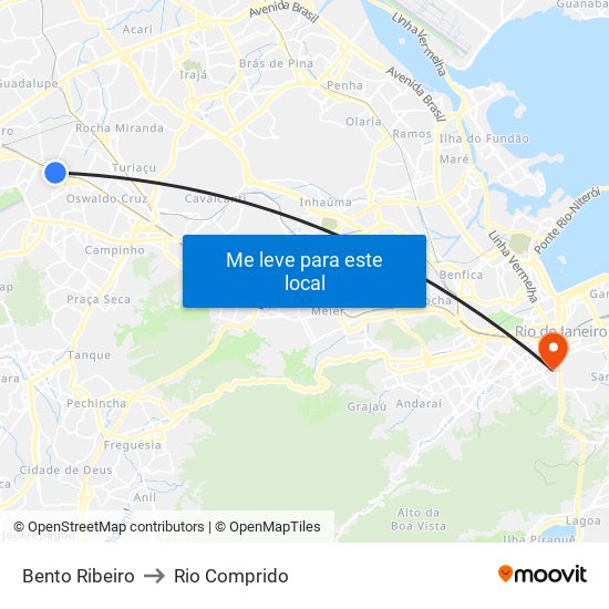Bento Ribeiro to Rio Comprido map