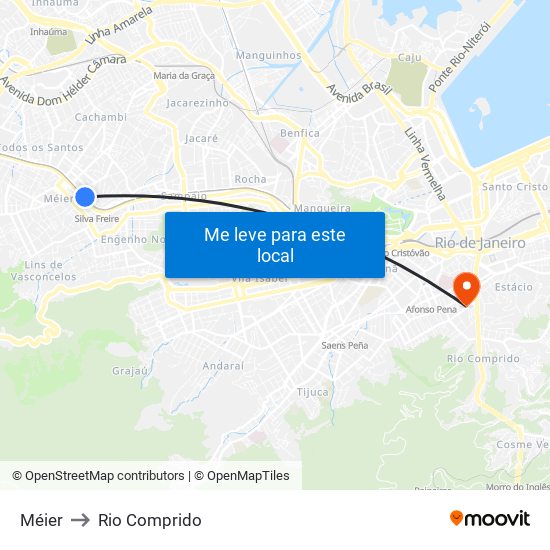 Méier to Rio Comprido map