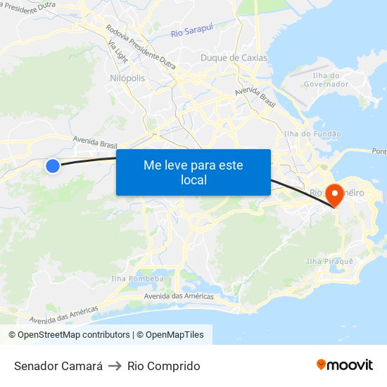 Senador Camará to Rio Comprido map