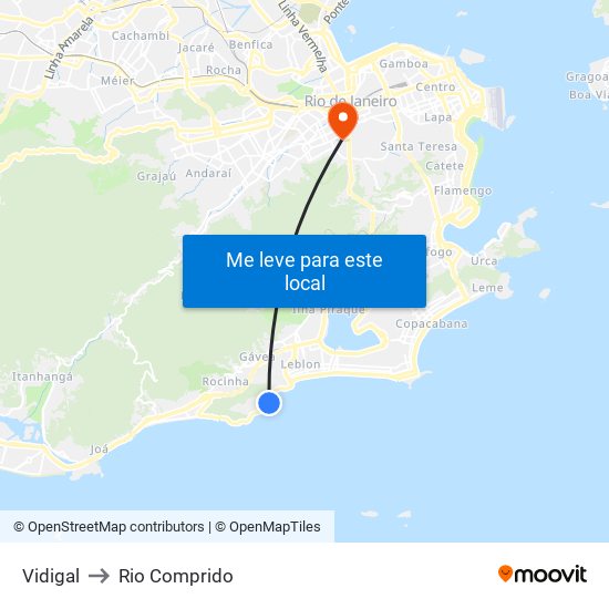 Vidigal to Rio Comprido map