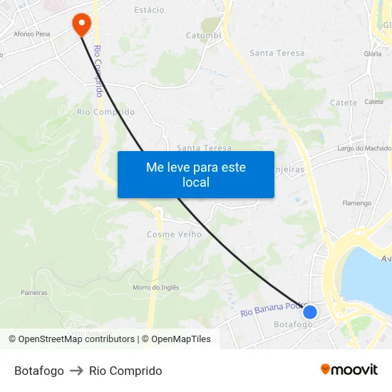 Botafogo to Rio Comprido map
