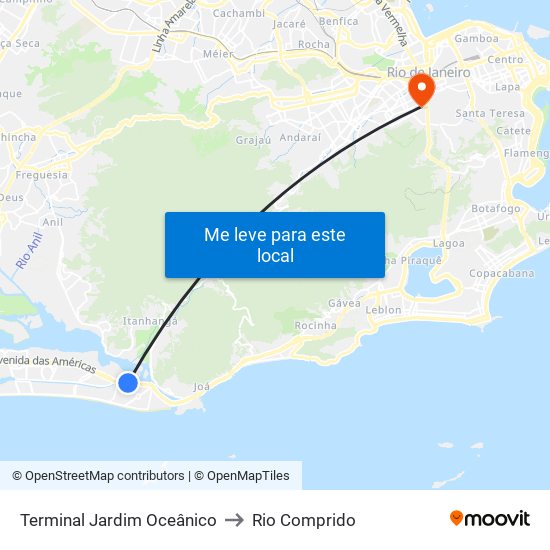Terminal Jardim Oceânico to Rio Comprido map