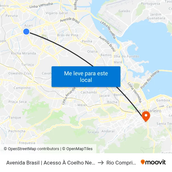 Avenida Brasil | Acesso À Coelho Neto to Rio Comprido map