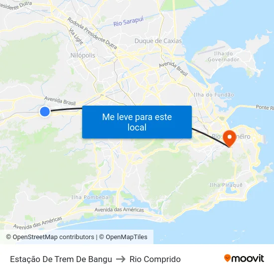 Estação De Trem De Bangu to Rio Comprido map