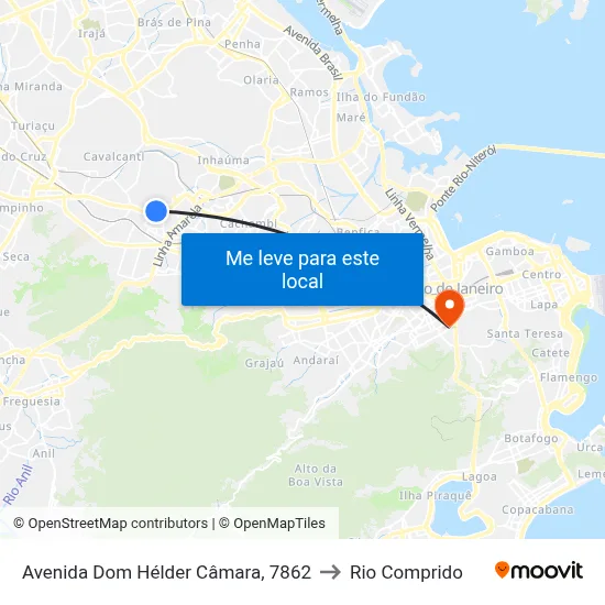 Avenida Dom Hélder Câmara, 7862 to Rio Comprido map