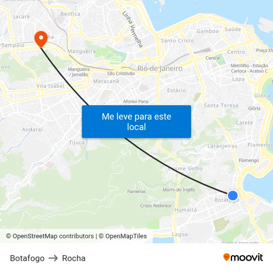 Botafogo to Rocha map