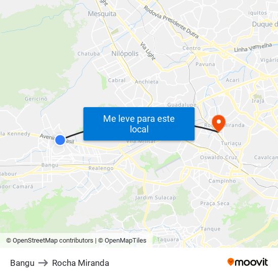 Bangu to Rocha Miranda map