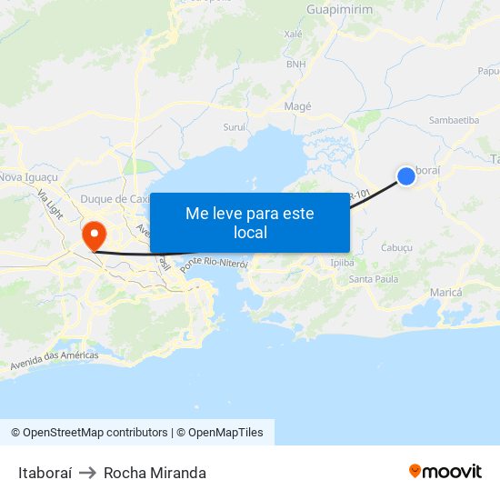 Itaboraí to Rocha Miranda map