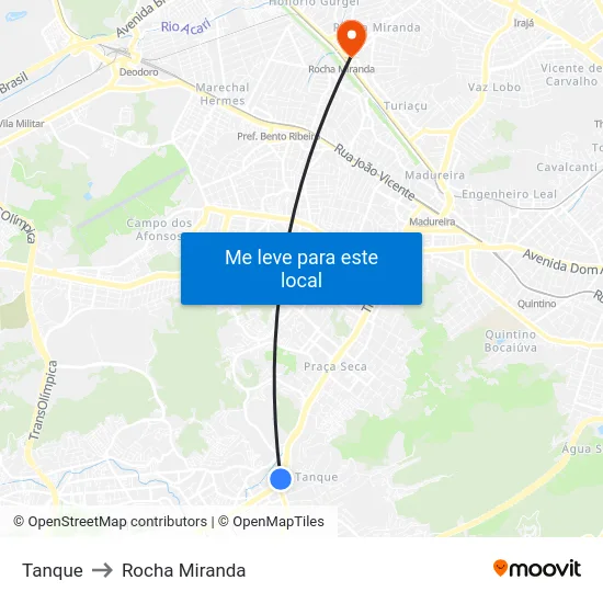Tanque to Rocha Miranda map