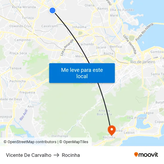 Vicente De Carvalho to Rocinha map