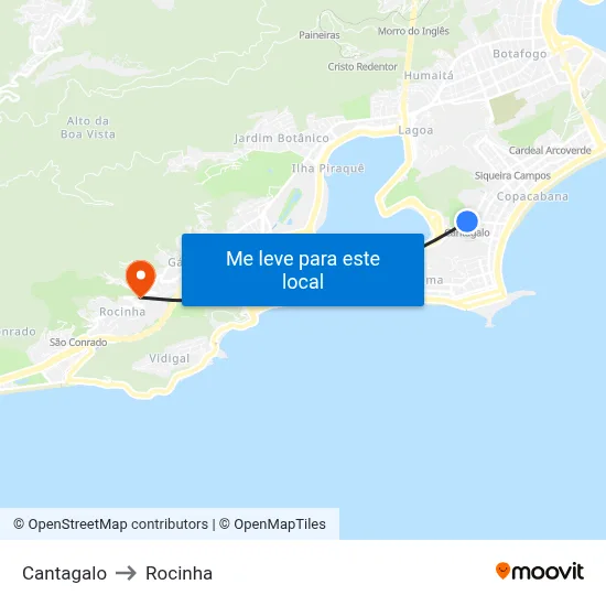 Cantagalo to Rocinha map