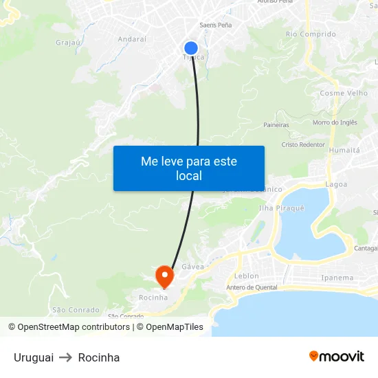 Uruguai to Rocinha map