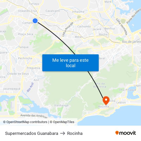 Supermercados Guanabara to Rocinha map