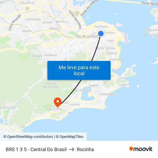 BRS 1 3 5 - Central Do Brasil to Rocinha map
