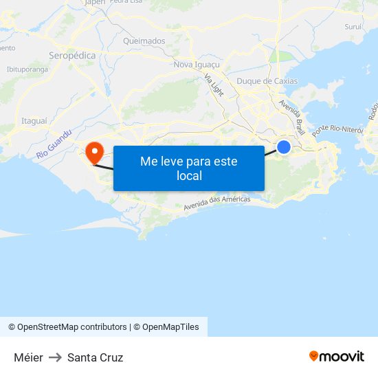 Méier to Santa Cruz map