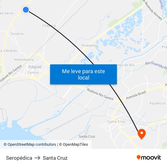 Seropédica to Santa Cruz map