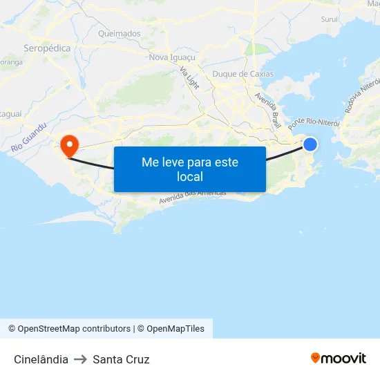 Cinelândia to Santa Cruz map