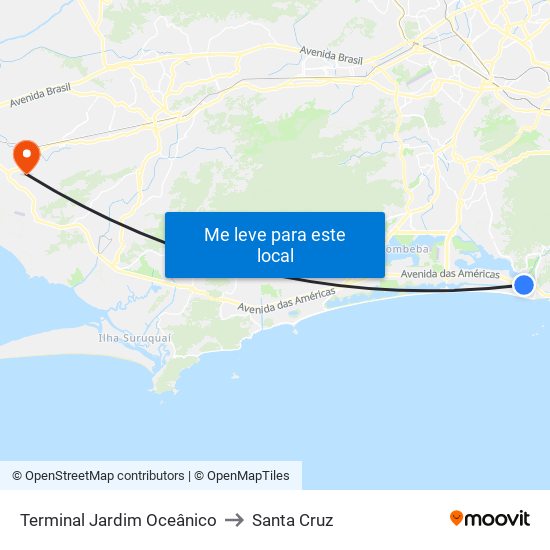 Terminal Jardim Oceânico to Santa Cruz map