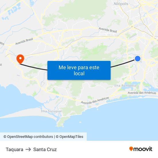 Taquara to Santa Cruz map