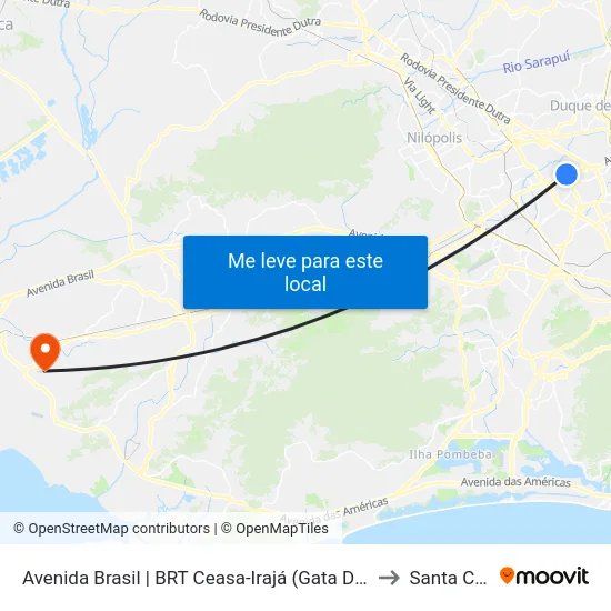 Avenida Brasil | BRT Ceasa-Irajá (Gata De Irajá) to Santa Cruz map