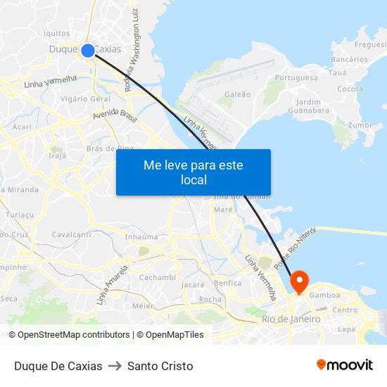 Duque De Caxias to Santo Cristo map